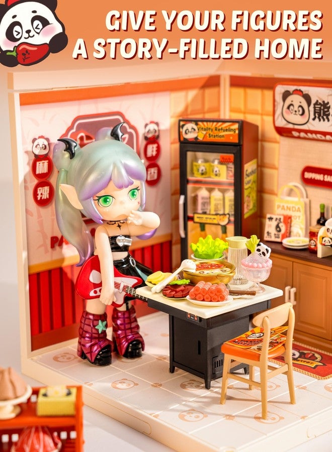 Rolife Super Creator Series, DIY Mini Panda Hot Pot Dollhouse House Kit, Bulid Scenary for Action Collectible Figures, Creative Gifts for Women Adults - Image 5